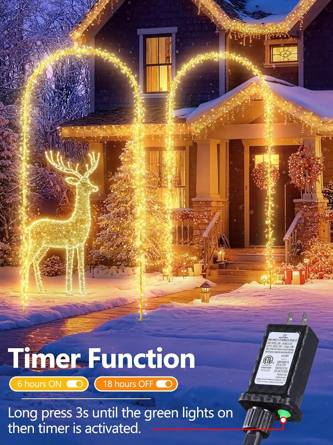 Illuminate Your Holidays with Our Stunning 9.5FT Christmas Arch Lights - 460 LED Waterproof String Lights with Timer and 8 Dynamic Modes for Unforgettable Outdoor Celebrations