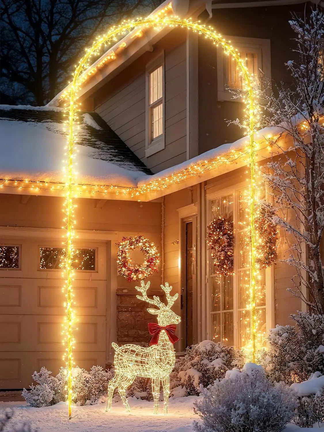 Illuminate Your Holidays with Our Stunning 9.5FT Christmas Arch Lights - 460 LED Waterproof String Lights with Timer and 8 Dynamic Modes for Unforgettable Outdoor Celebrations