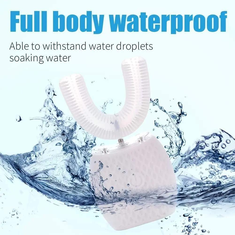 Ultrasonic Automatic Toothbrush, Auto Toothbrush for Adult, 360° Sonic Toothbrush Waterproof, Rechargeable Electric Ultrasonic Toothbrush, Teeth Whitening Brush for Home and Travel Use (White, M)