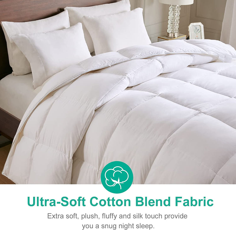 Ultra-Soft Luxury King Size Down Feather Comforter - Ultra-Plush Winter Duvet Insert (106x90, White) for Maximum Warmth and Comfort