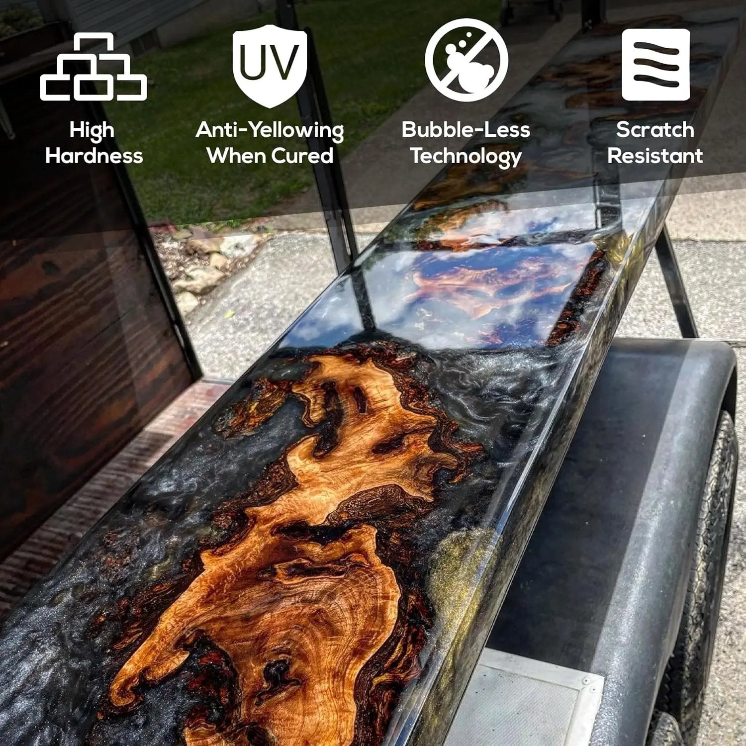 Table Top Epoxy Resin  2 Gallon | 256 Oz Kit, Anti-Yellow Highest UV Impact Resistance, Food Safe Epoxy, Crystal Clear Gloss, Bubble Free, Bar & Surface Coat, Tumblers, Wood, DIY