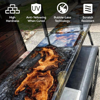 Table Top Epoxy Resin  2 Gallon | 256 Oz Kit, Anti-Yellow Highest UV Impact Resistance, Food Safe Epoxy, Crystal Clear Gloss, Bubble Free, Bar & Surface Coat, Tumblers, Wood, DIY