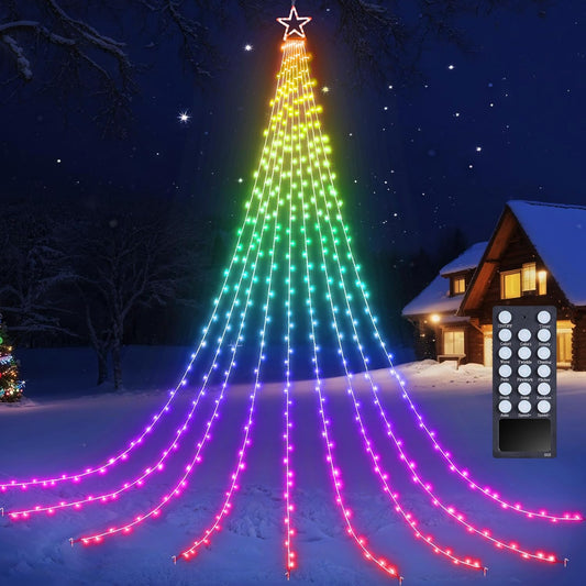 Transform Your Outdoors with 16.4Ft RGB Star String Lights - Remote-Controlled Christmas Decor for a Magical Holiday Glow