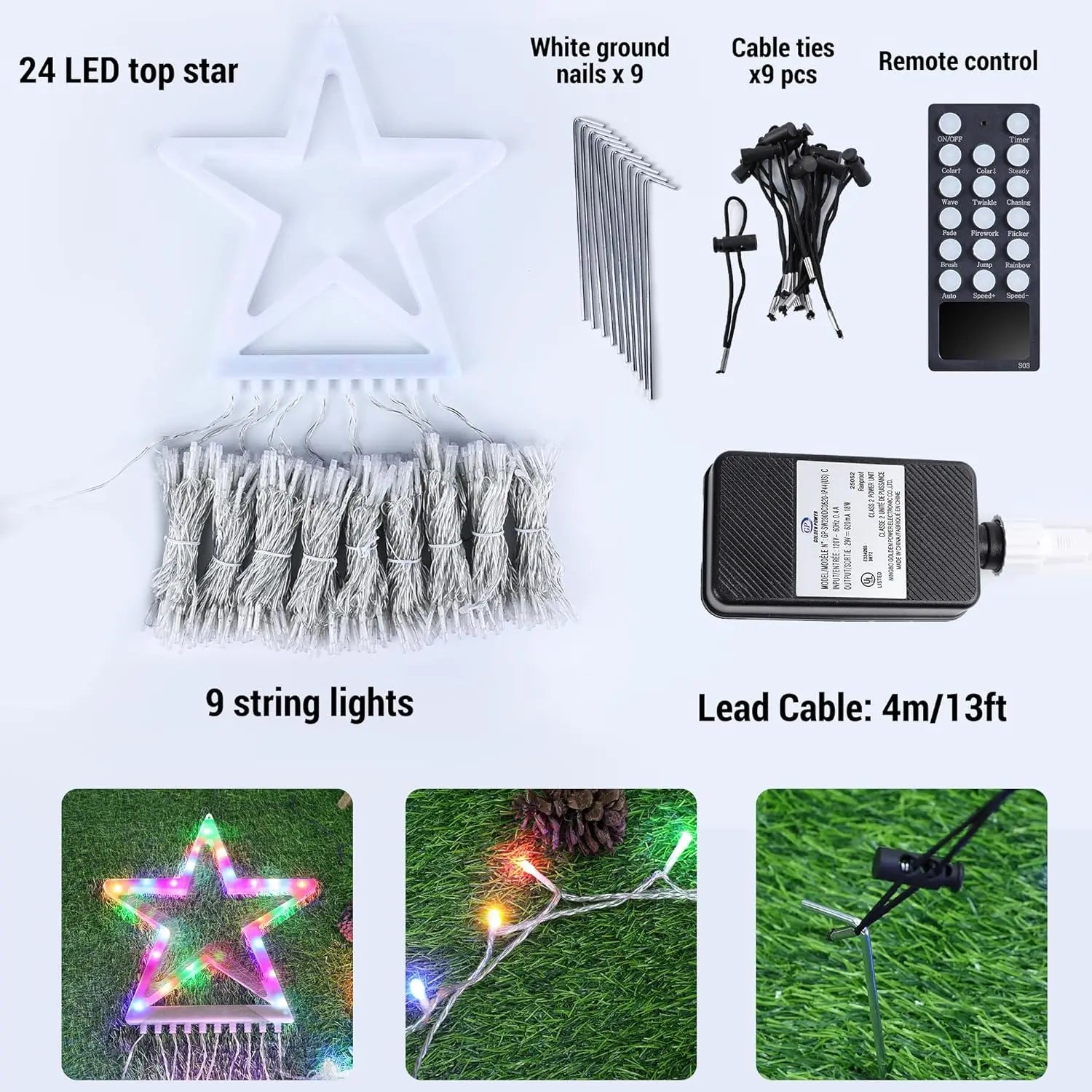 Transform Your Outdoors with 16.4Ft RGB Star String Lights - Remote-Controlled Christmas Decor for a Magical Holiday Glow