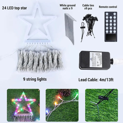 Transform Your Outdoors with 16.4Ft RGB Star String Lights - Remote-Controlled Christmas Decor for a Magical Holiday Glow