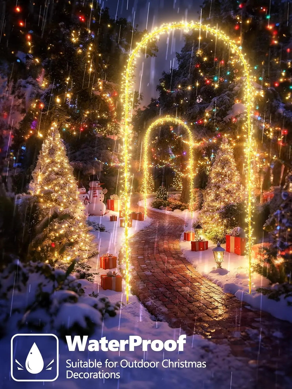 Illuminate Your Holidays with Our Stunning 9.5FT Christmas Arch Lights - 460 LED Waterproof String Lights with Timer and 8 Dynamic Modes for Unforgettable Outdoor Celebrations