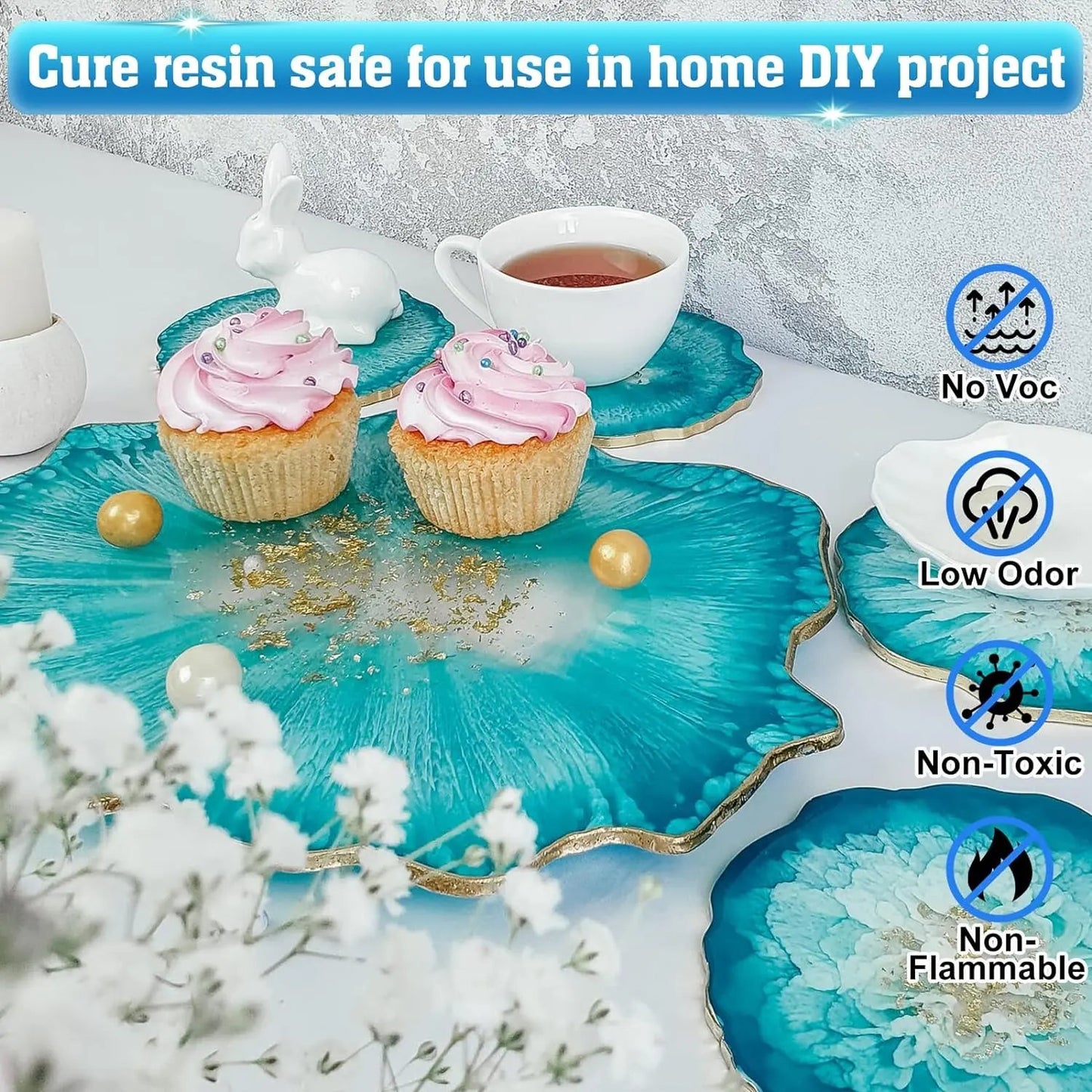 Epoxy Resin 2 Gallon Kit, Upgraded Crystal Clear Resin Epoxy Food Safe with Pump, Self Leveling & Bubble Free High-Glossy with Anti-Yellowing for Coating, Casting, Jewelry Making, DIY Craft