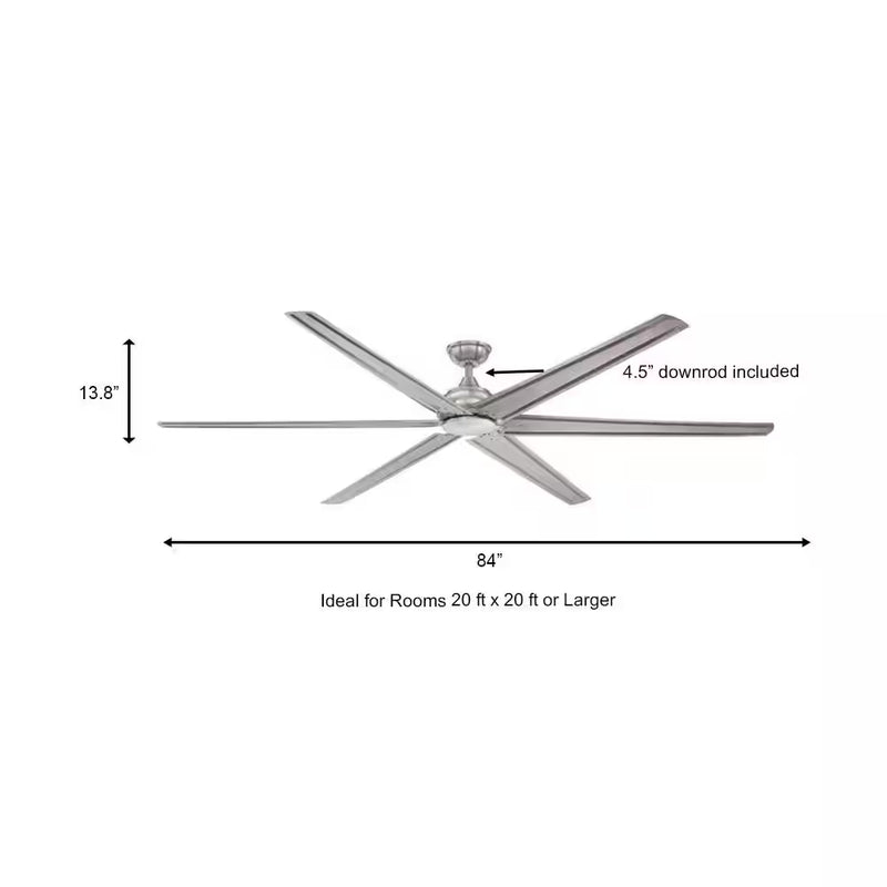 Fenceham 84 In. Brushed Nickel Ceiling Fan with Remote Control
