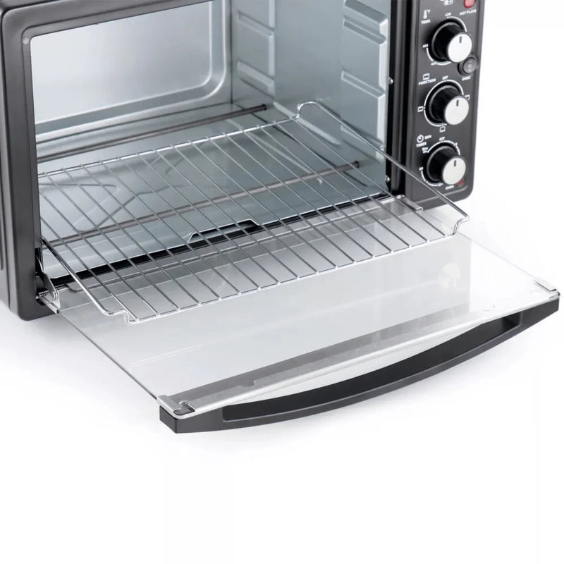 Chef Central XL Black Toaster Oven and Broiler with Dual Solid Element Burners - Versatile Cooking for Small Spaces
