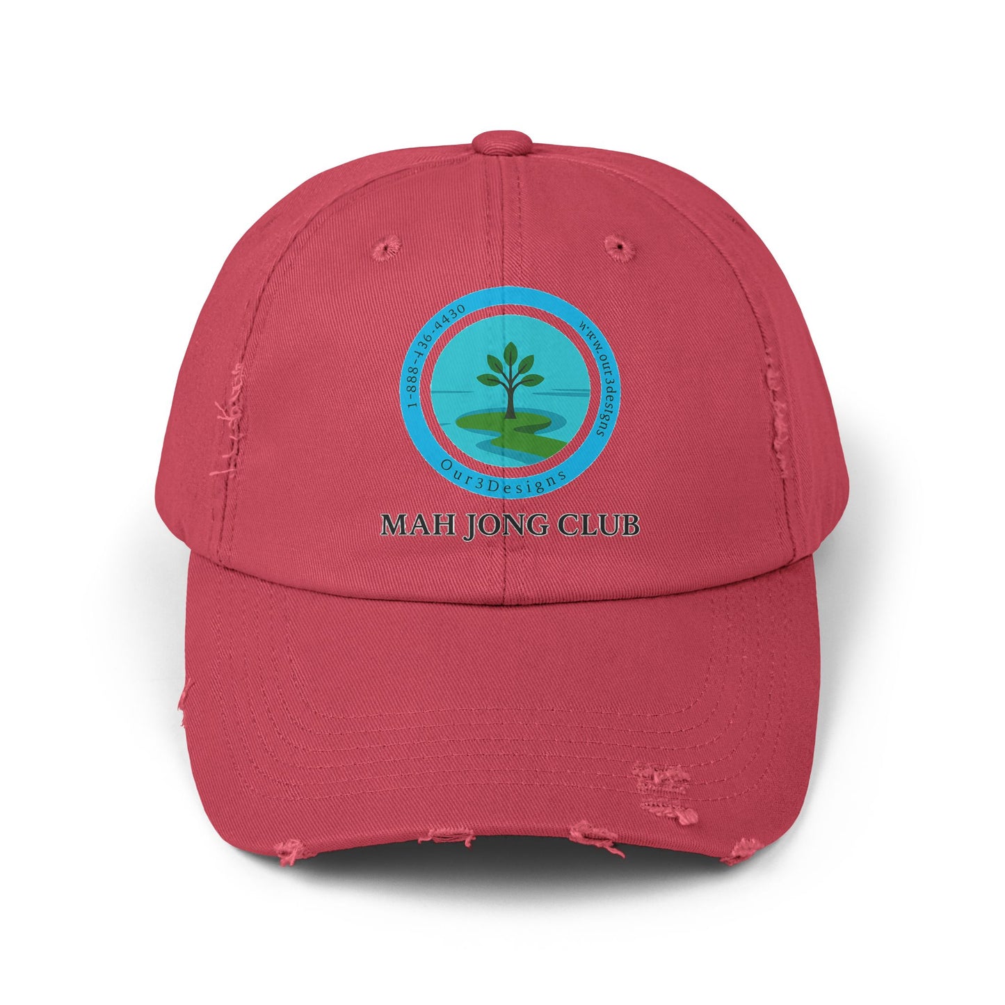 Unisex Distressed Cap - Mah Jong Club Hat for Casual Wear