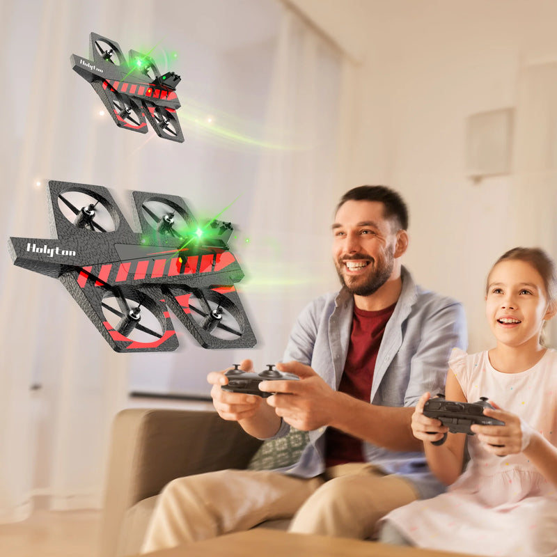 HT40 2 in 1 Drones for Kids Adults, Remote Control Drone Airplane for Beginners, RC Quadcopter Drone with Land Mode Fly Mode, Altitude Hold, Headless Mode, 3D Flips, Emergency Stop