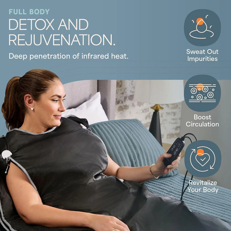 Bioremedy Portable Far-Infrared Sauna Blanket for Weight Loss and Detox - Black