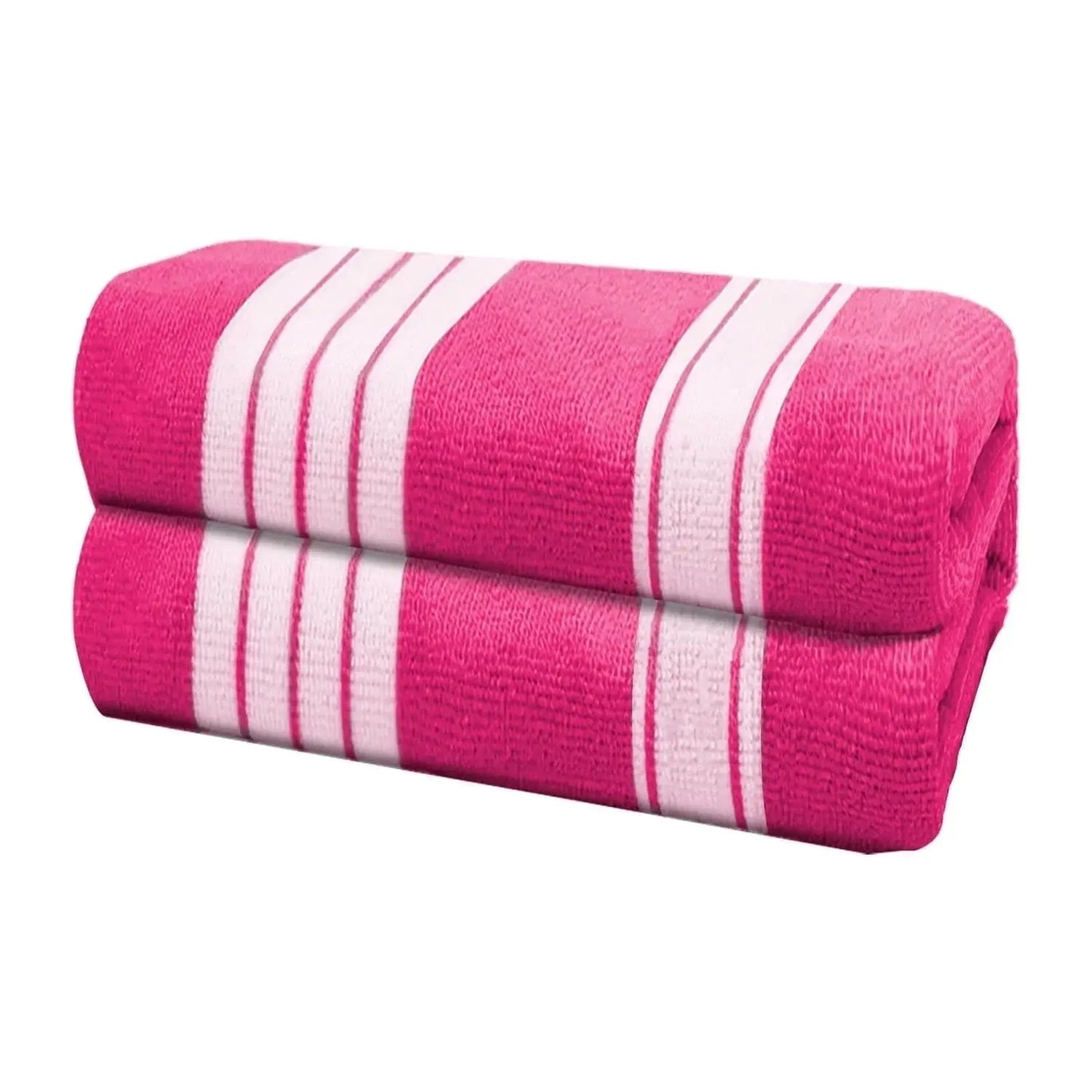2 Pack Oversized Cabana Stripe Beach Towels, 60X30 Inches Microfiber Outdoor Large Swim Towel for Adults (Rose Red)