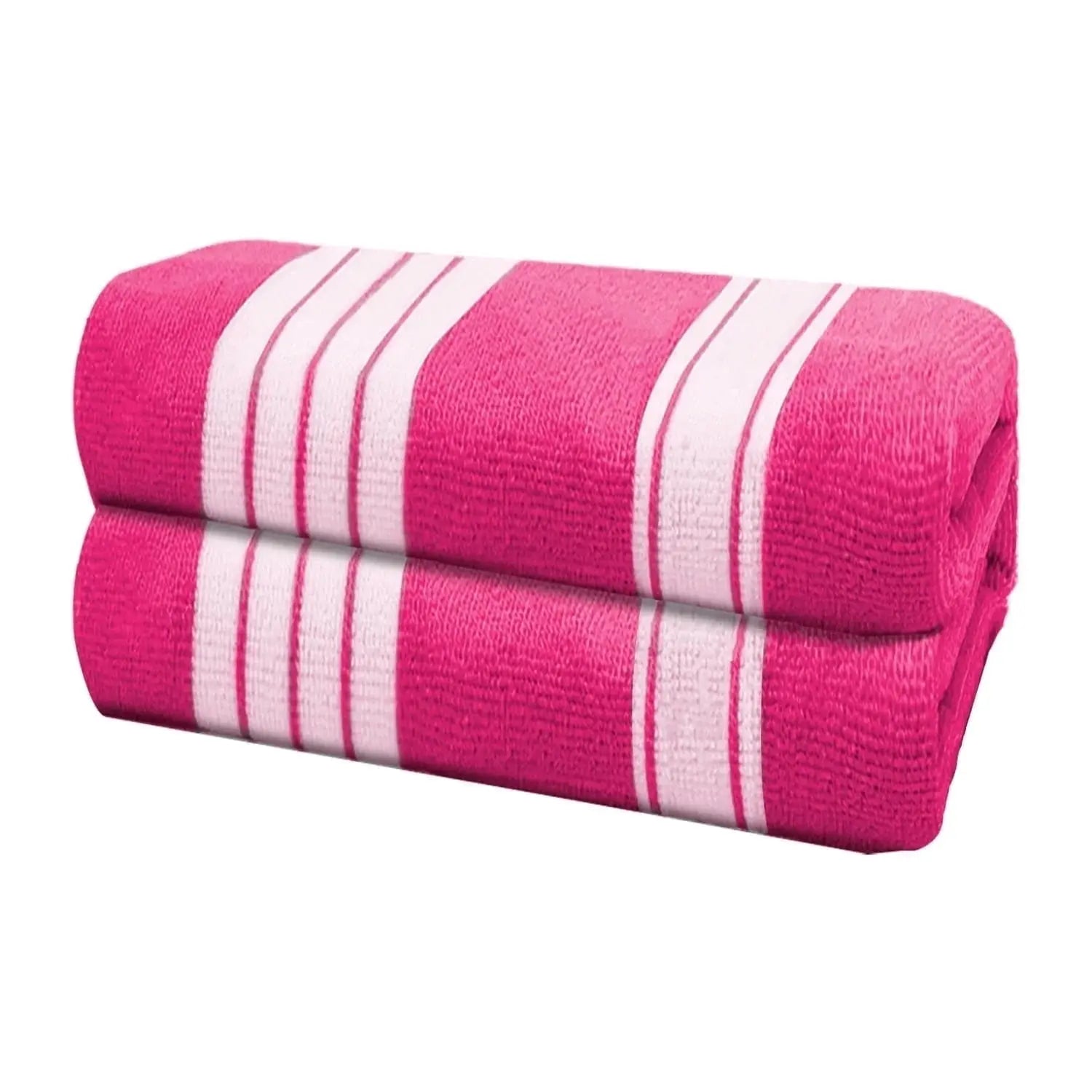 2 Pack Oversized Cabana Stripe Beach Towels, 60X30 Inches Microfiber Outdoor Large Swim Towel for Adults (Rose Red)