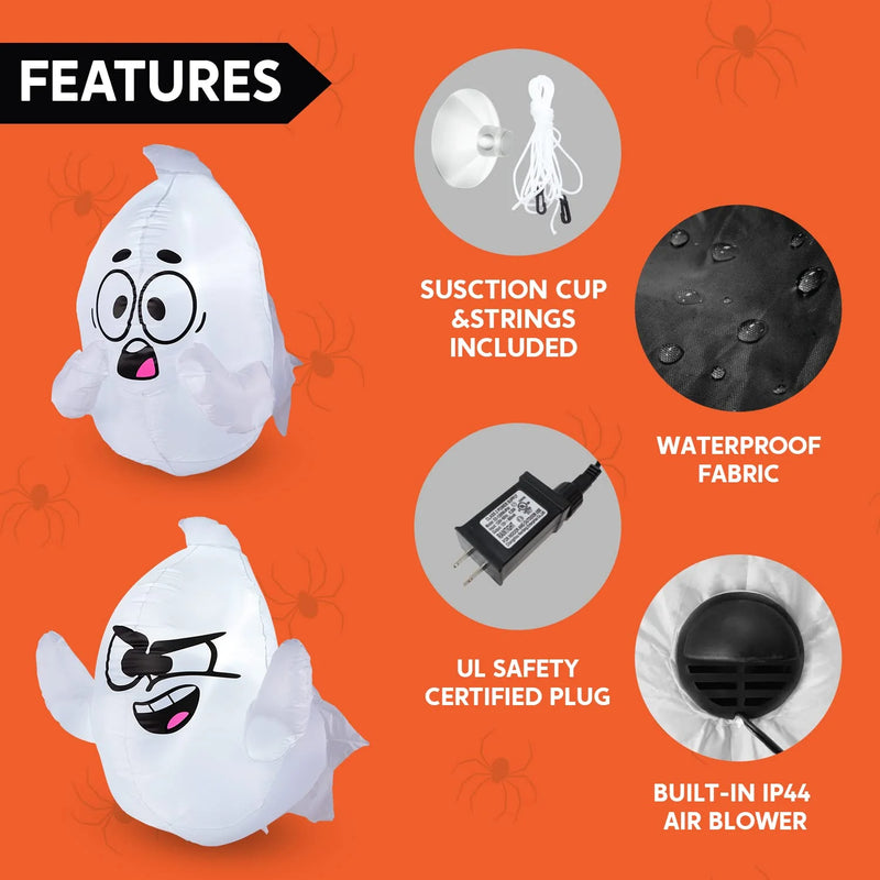 Spook Up Your Halloween! 🎃👻 Get 2 Inflatable Window Ghosts That Fly Out to Haunt Your Yard! Perfect for Outdoor Decoration! 🌙✨