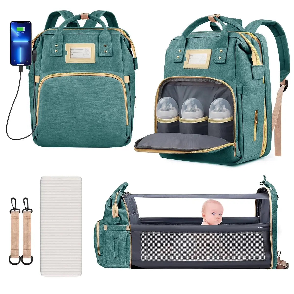 Stylish Pink Diaper Bag Backpack - Multifunctional Baby Changing Bag with Insulated Pockets and Stroller Straps for Ultimate Convenience