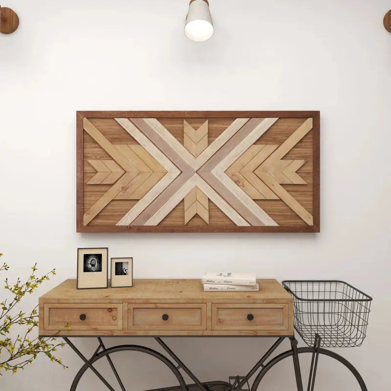 Artisan-Made Southwestern Geometric Wooden Wall Decor for Charming Home Accents