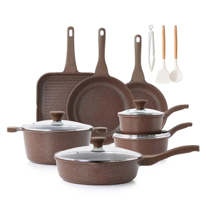 Upgrade Your Kitchen Game with Our 17-Piece Ceramic Nonstick Cookware Set! 🍳✨ Perfect for Healthier Cooking! #KitchenEssentials #HealthyCooking