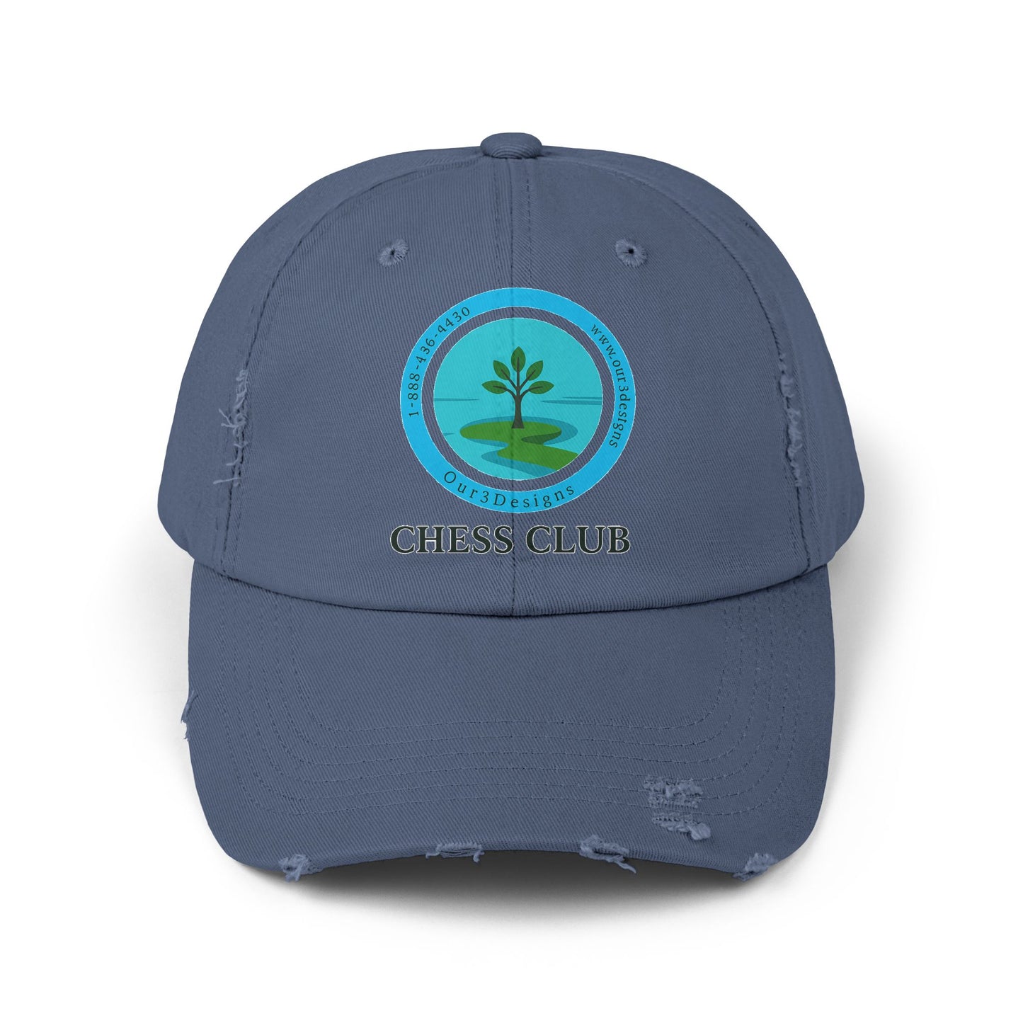 Unisex Distressed Cap - Chess Club Design