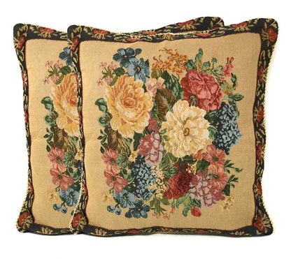 DaDa Bedding Breath of Spring Dark Border Floral Elegant Throw Pillow Cushion Cover 18" x 18" DaDalogy Bedding Collection
