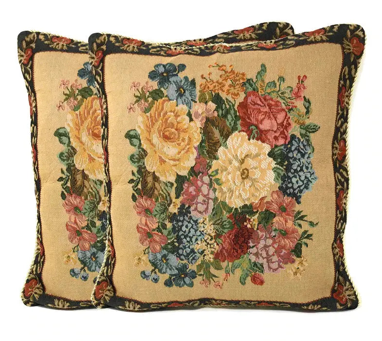DaDa Bedding Breath of Spring Dark Border Floral Elegant Throw Pillow Cushion Cover 18" x 18" DaDalogy Bedding Collection
