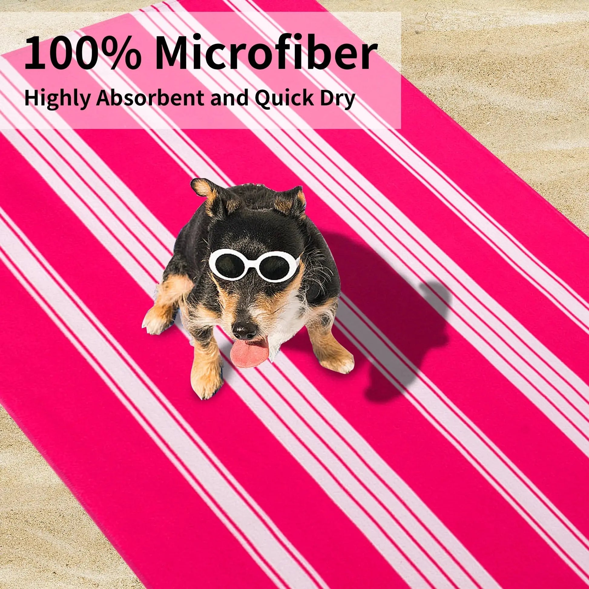 2 Pack Oversized Cabana Stripe Beach Towels, 60X30 Inches Microfiber Outdoor Large Swim Towel for Adults (Rose Red)