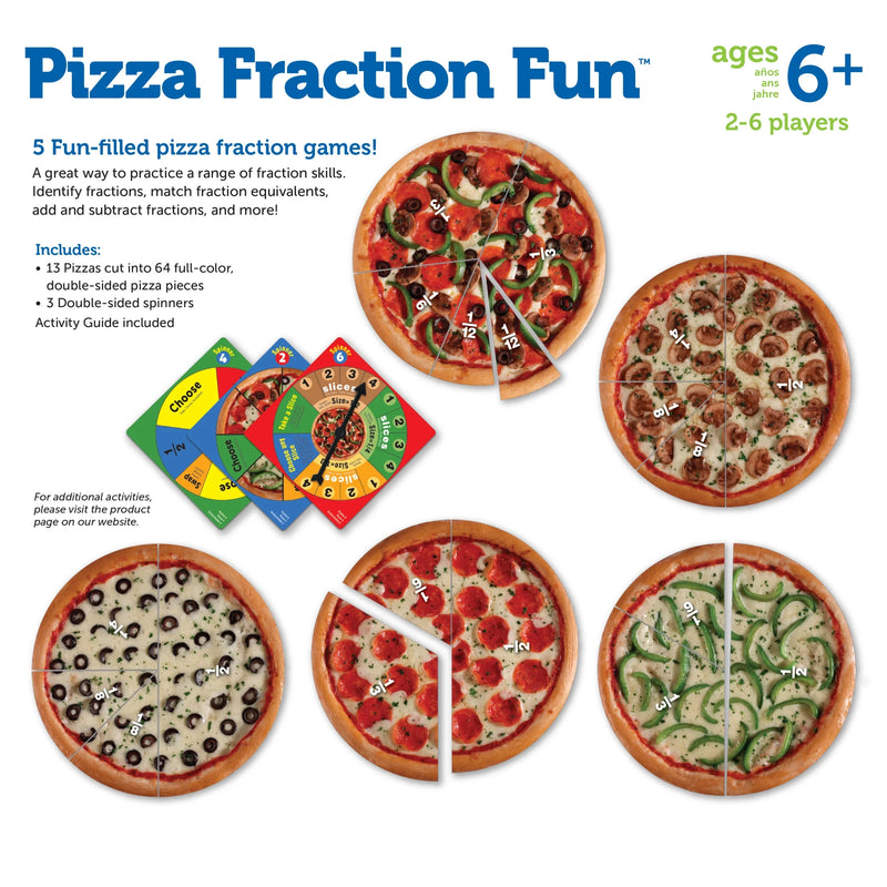 Fraction Pizza Game: Engaging Math Activity with 13 Fractional Pizzas - 67 Pieces for Ages 6 and Up