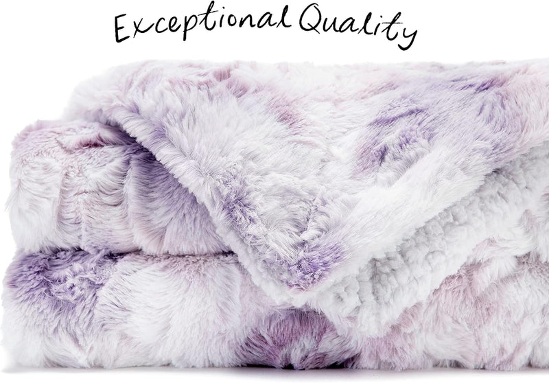Luxurious Wolf Faux Fur Throw Blanket - Snuggle Up in Softness & Style - Perfect for Your Bed or Couch - Lilac 50" x 65"