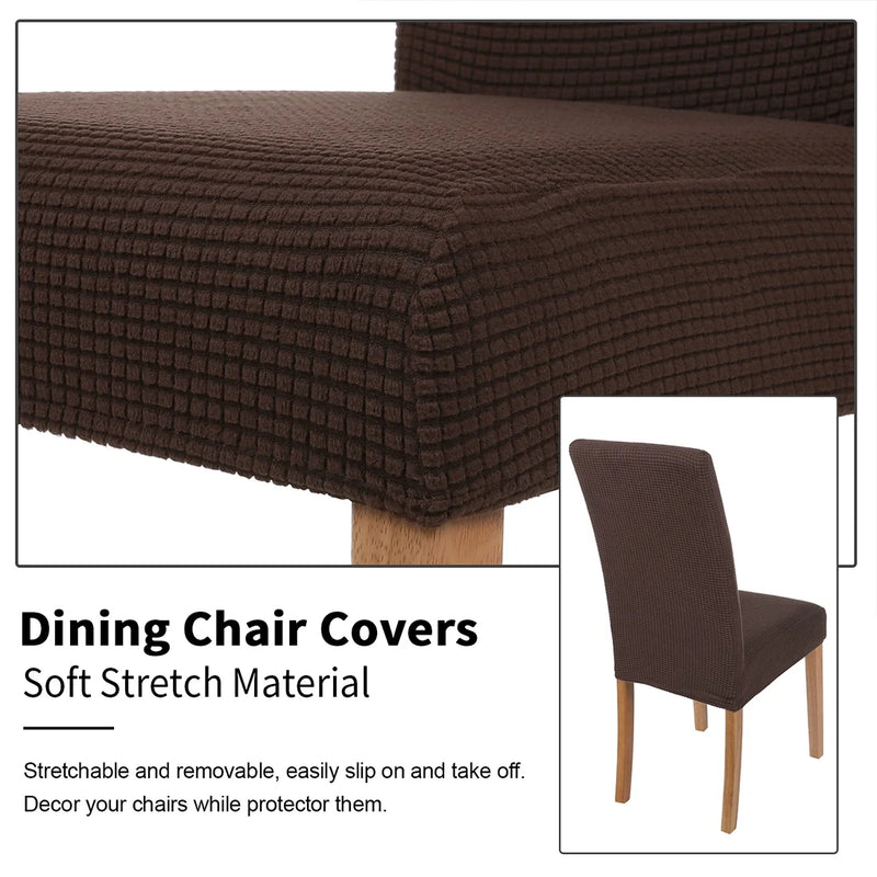 4 Pack Chair Covers for Dining Room, Stretch Chair Protector Slipcovers, Brown