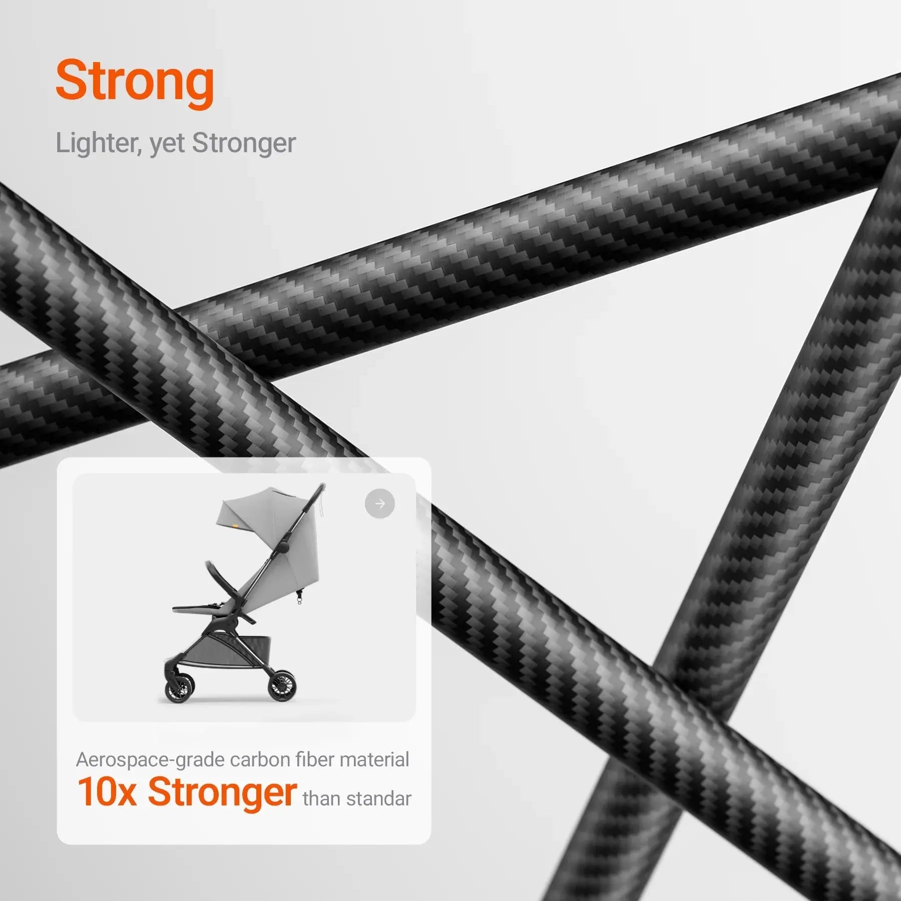 Ultra Air X Lightweight Baby Stroller for Airplane Travel, 9.9 Lbs, Ultra-Compact, Light & Strong, Age Group: Infant, Single, Grey