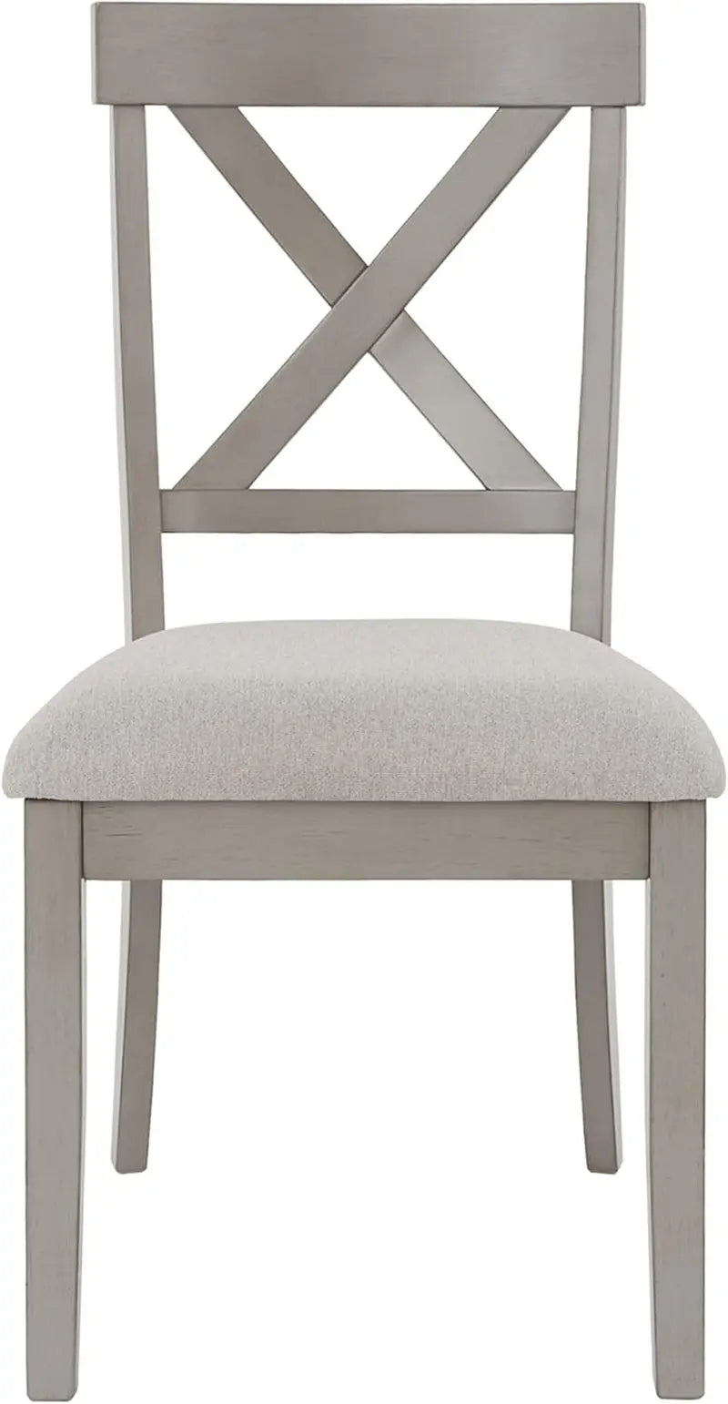 Parellen Modern Farmhouse Upholstered Dining Chair, Set of 2, Gray