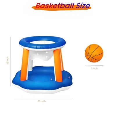 Pool Volleyball Net Basketball Hoop Inflatable Pool Floats Toys Swimming Water Games for Adults,Orange