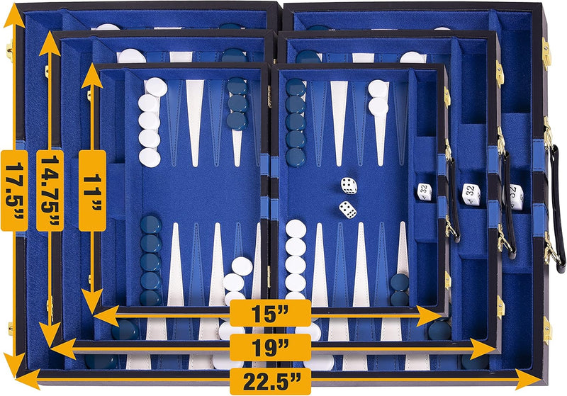 Backgammon Bonanza: The 18-Inch Battle of Wits in a Fancy Blue Suitcase – Perfect for Adults, Kids, and Competitive Cats!