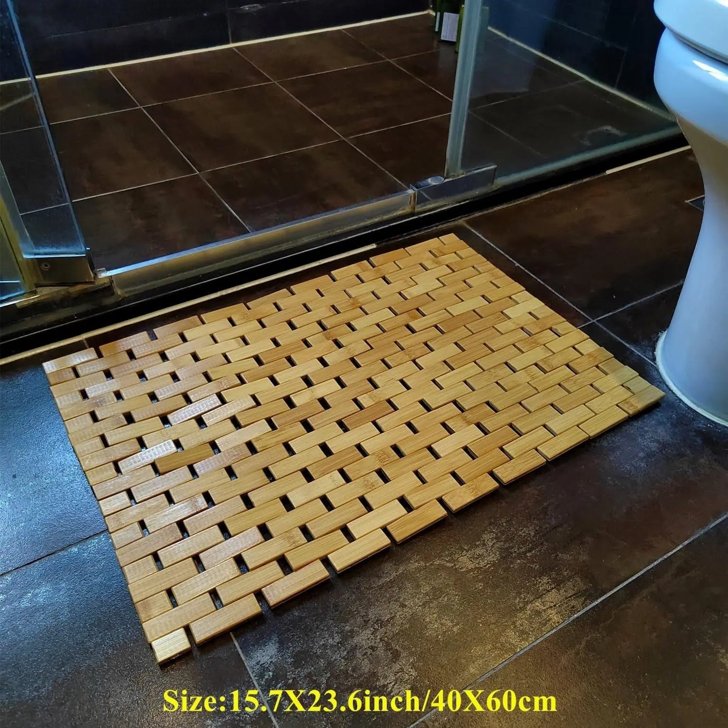 Bath Mat Rayon Derived from Bamboo 15.7X 23.6 Inches, Non Slip and Foldable Floor Shower Bath Mat for Bathroom, Bathtub, Shower, Sauna, Hot Tub