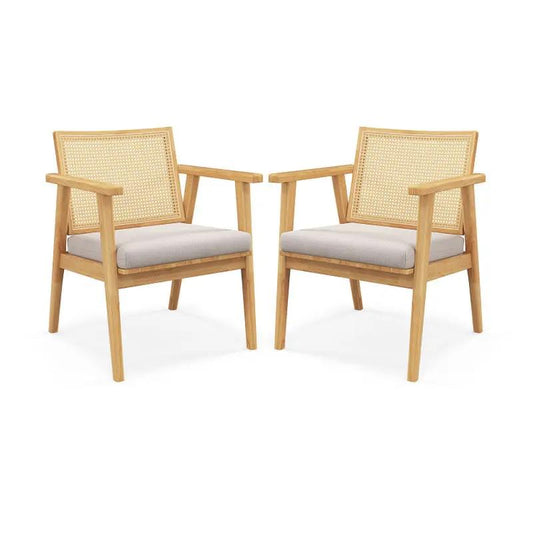 Stylish Set of 2 Mid Century Modern Accent Chairs with Chic Rattan Backs! 🪑✨
