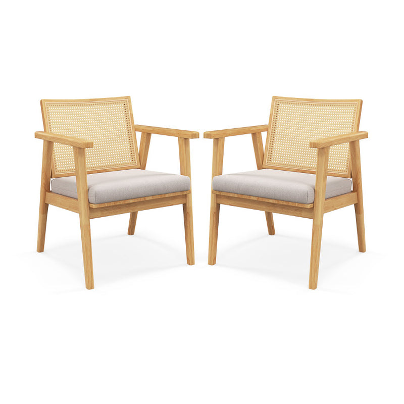 Stylish Set of 2 Mid Century Modern Accent Chairs with Chic Rattan Backs! 🪑✨