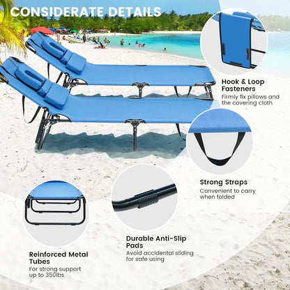 Chill in Style with Our Folding Chaise Lounge Beach Chair! Perfect for Tanning with a Face Hole Pillow – Ideal for Poolside, Patio, or Backyard Relaxation! 🌞💦 #SummerVibes #BeachReady