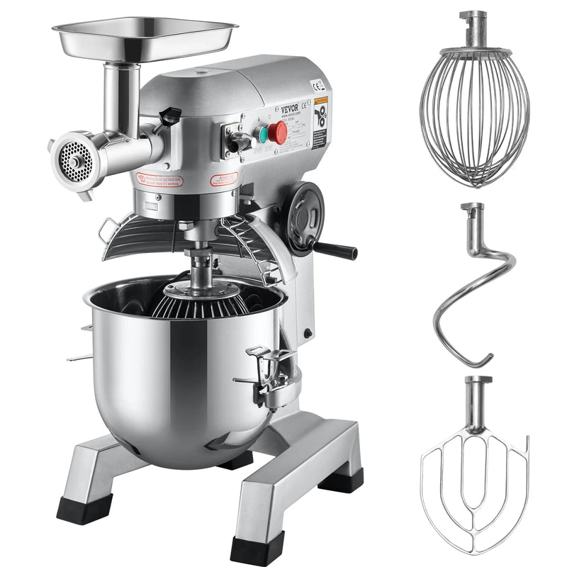 Professional 20Qt Commercial Electric Stand Mixer with 3 Speed Options and Meat Grinding Function