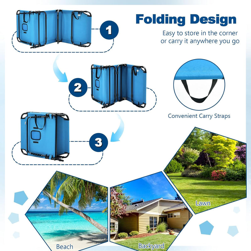 Chill in Style with Our Folding Chaise Lounge Beach Chair! Perfect for Tanning with a Face Hole Pillow – Ideal for Poolside, Patio, or Backyard Relaxation! 🌞💦 #SummerVibes #BeachReady
