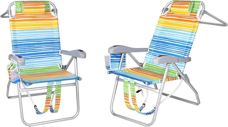 Chill in Style: Portable Backpack Beach Chairs with Cup Holder & Towel Rack! 🏖️🌊🪑