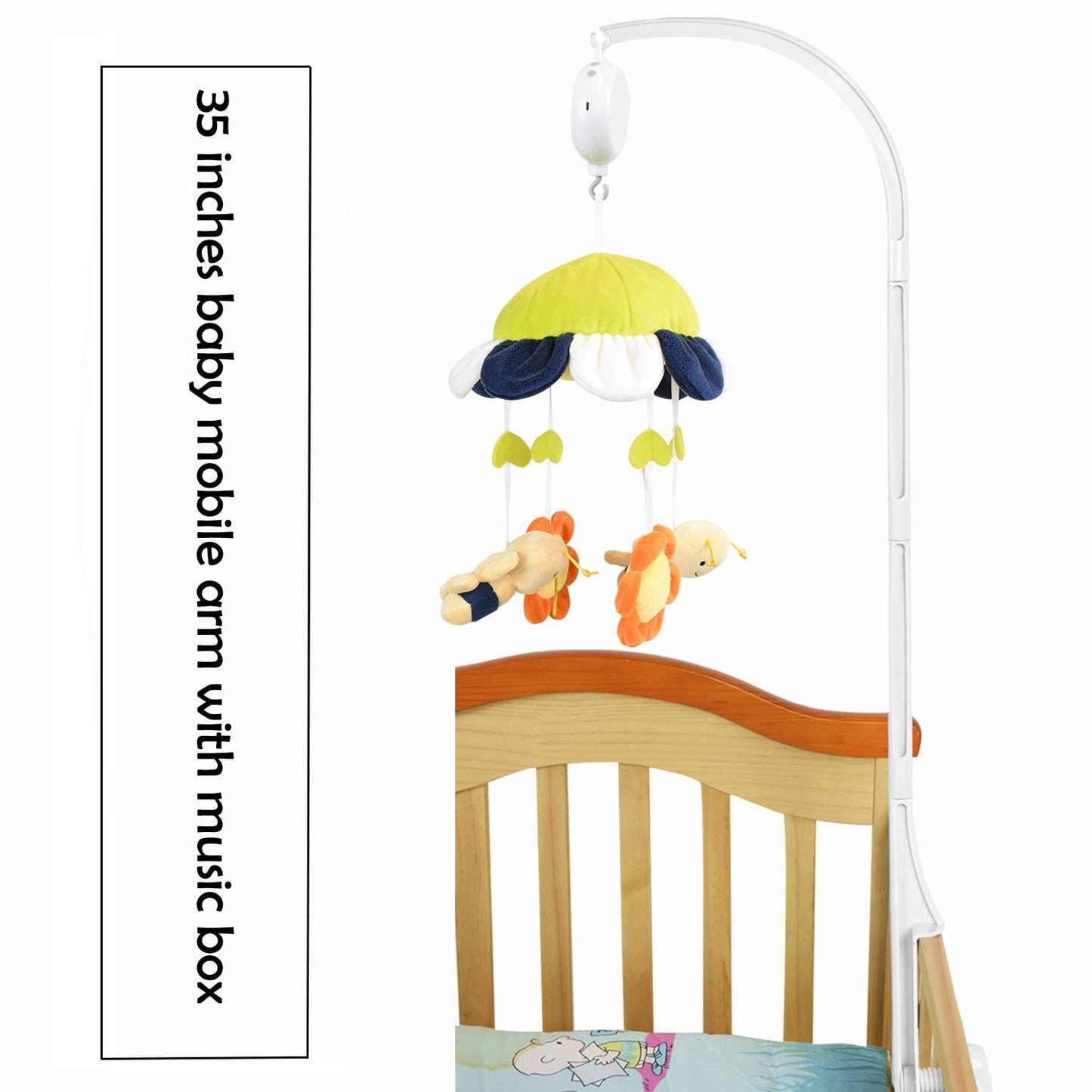 Enchanting 35-Inch Musical Baby Crib Mobile Arm with 3 Play Modes - Perfect for Boys & Girls!