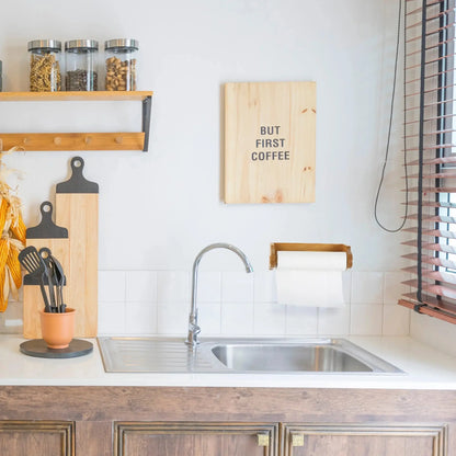 Dalton Rustic Paper Towel Holder for Kitchen, Honey Oak
