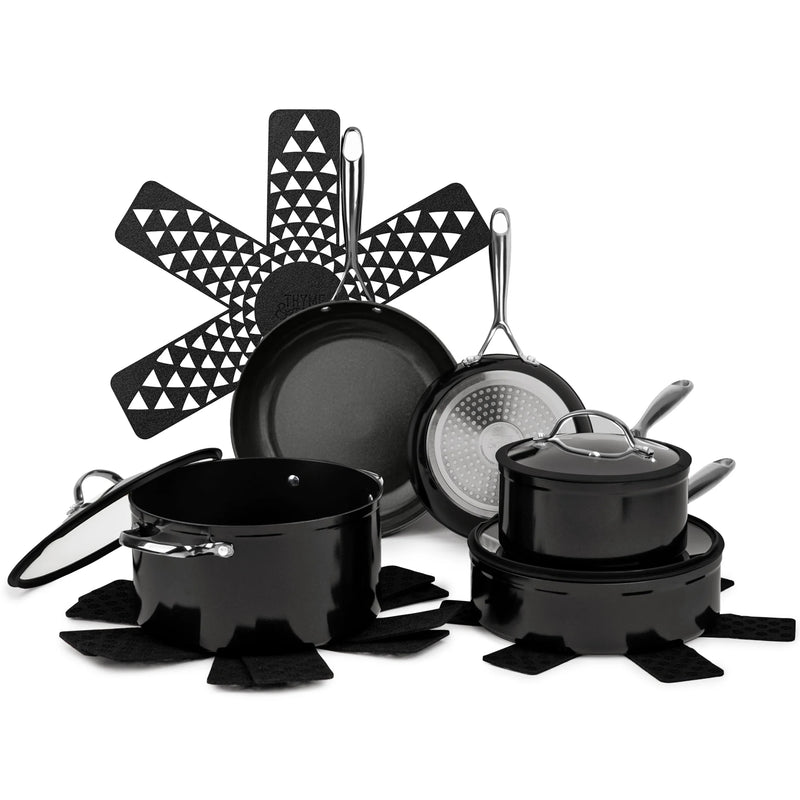 12-Piece Non-Stick Cookware Set, Signature Collection Pots and Pans Set - Blue