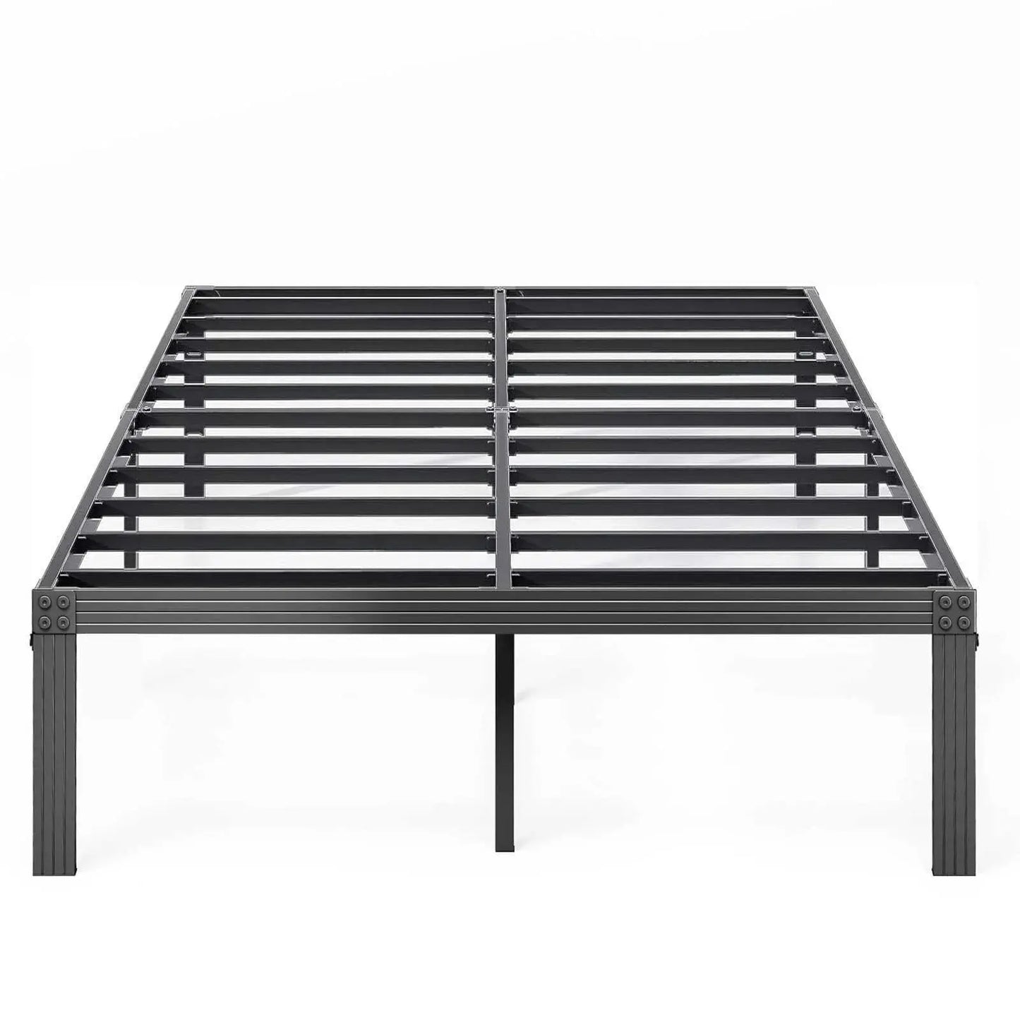 14" Queen Metal Bed Frame with Steel Slats, Heavy Duty Mattress Foundation