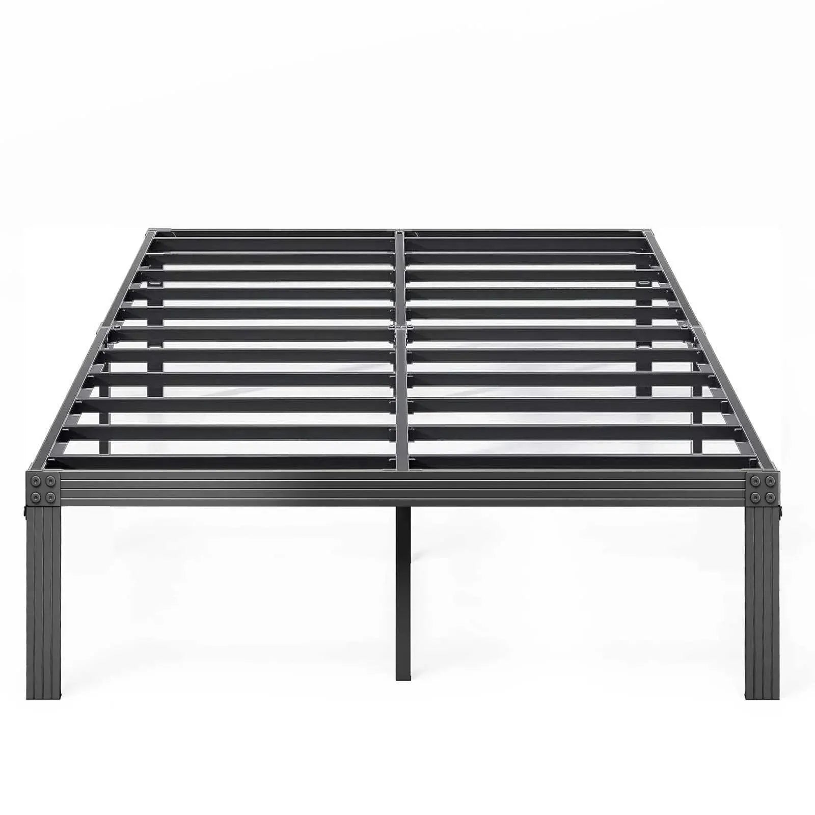 14" Queen Metal Bed Frame with Steel Slats, Heavy Duty Mattress Foundation