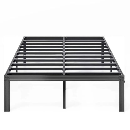 14" Queen Metal Bed Frame with Steel Slats, Heavy Duty Mattress Foundation