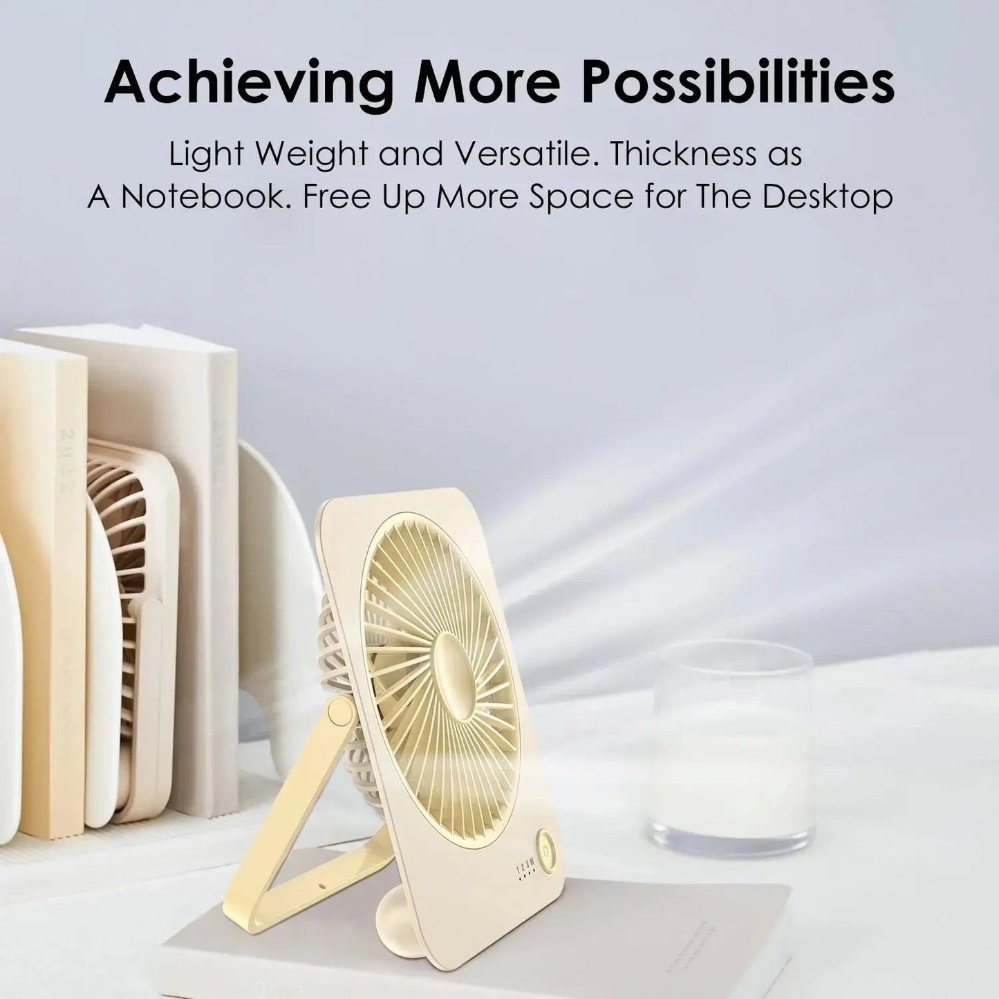 Stay cool anywhere with our 4-Speed Ultra-Thin Rechargeable Desk Fan! 🌬️💨 #PortableComfort #StayCool