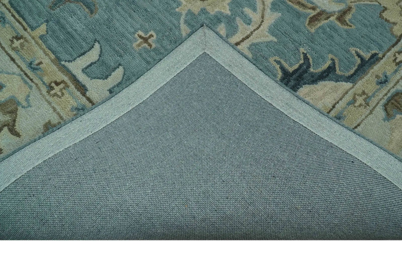 8x10 Blue, Ivory and Beige Hand Tufted Oriental Oushak wool area rug The Rug Decor