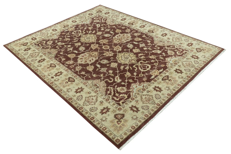 8X10 Fine Hand Knotted Rust And Gold Traditional Design Wool Rug The Rug Decor