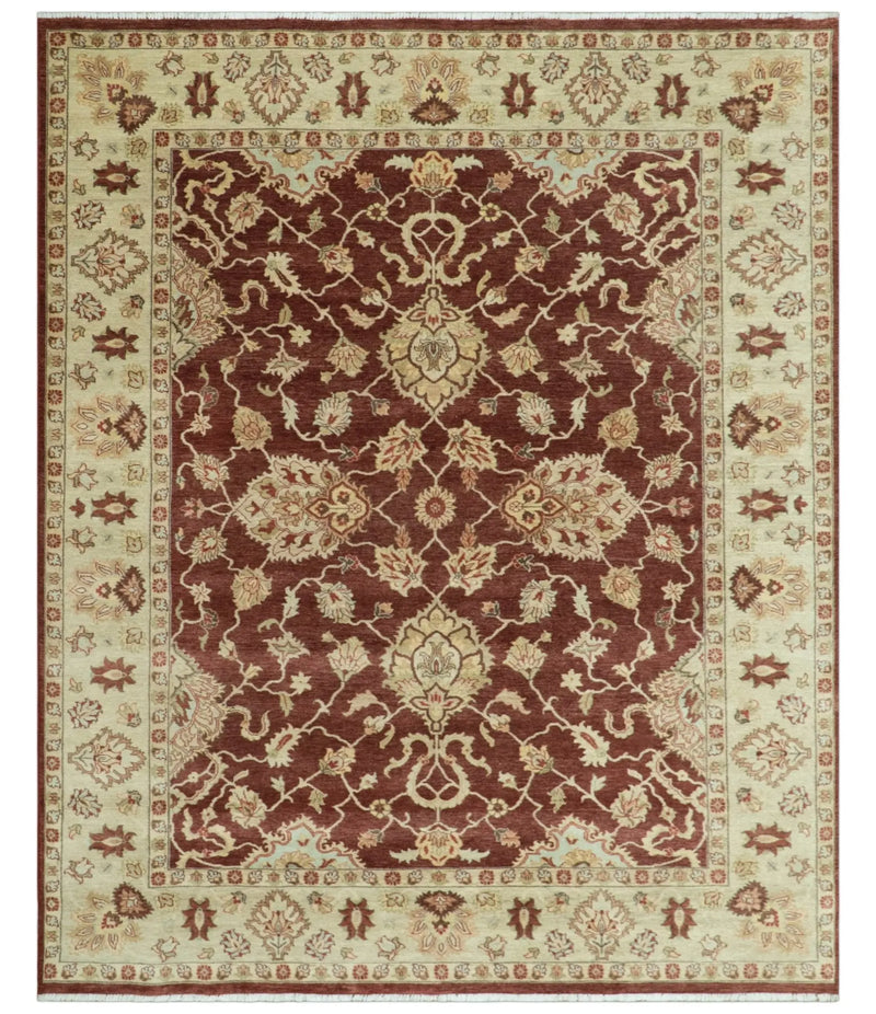 8X10 Fine Hand Knotted Rust And Gold Traditional Design Wool Rug The Rug Decor